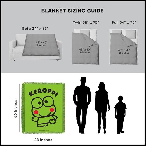 Keroppi Throw Blanket Bundle - Keroppi Kids and Teens Blanket Plus Stickers and More for Girls | Hello Kitty and Friends Keroppi Blanket Size 40"x50"