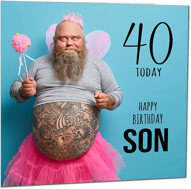 Funny 40th Birthday Card for Son - Bearded Man Joke