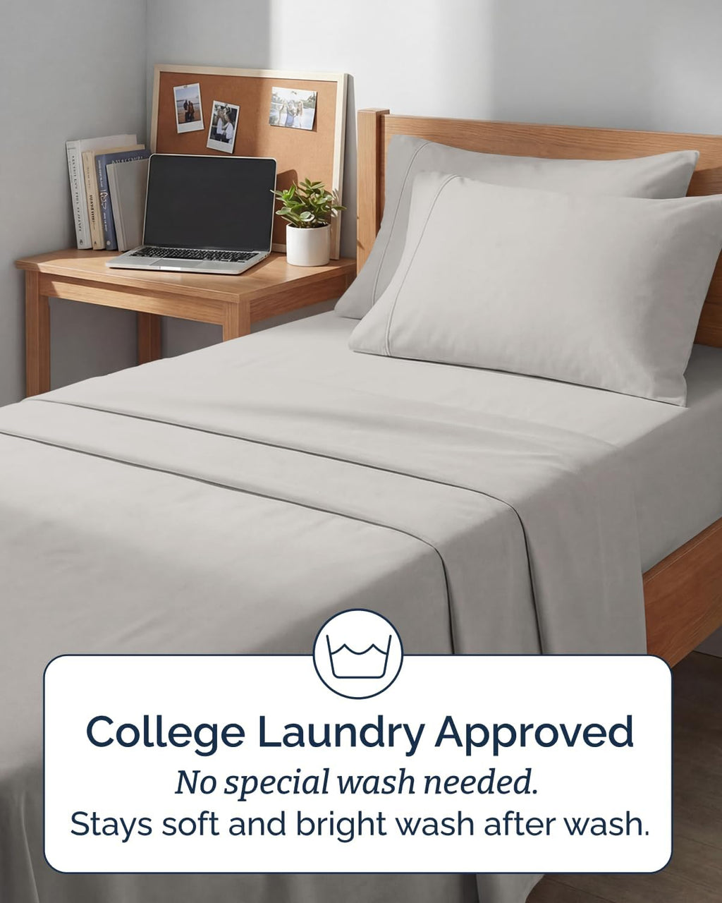 Skiennix Extra Deep Twin XL Sheet Set - 4-Piece Breathable Cooling Bedding - Soft, Wrinkle-Free French Grey