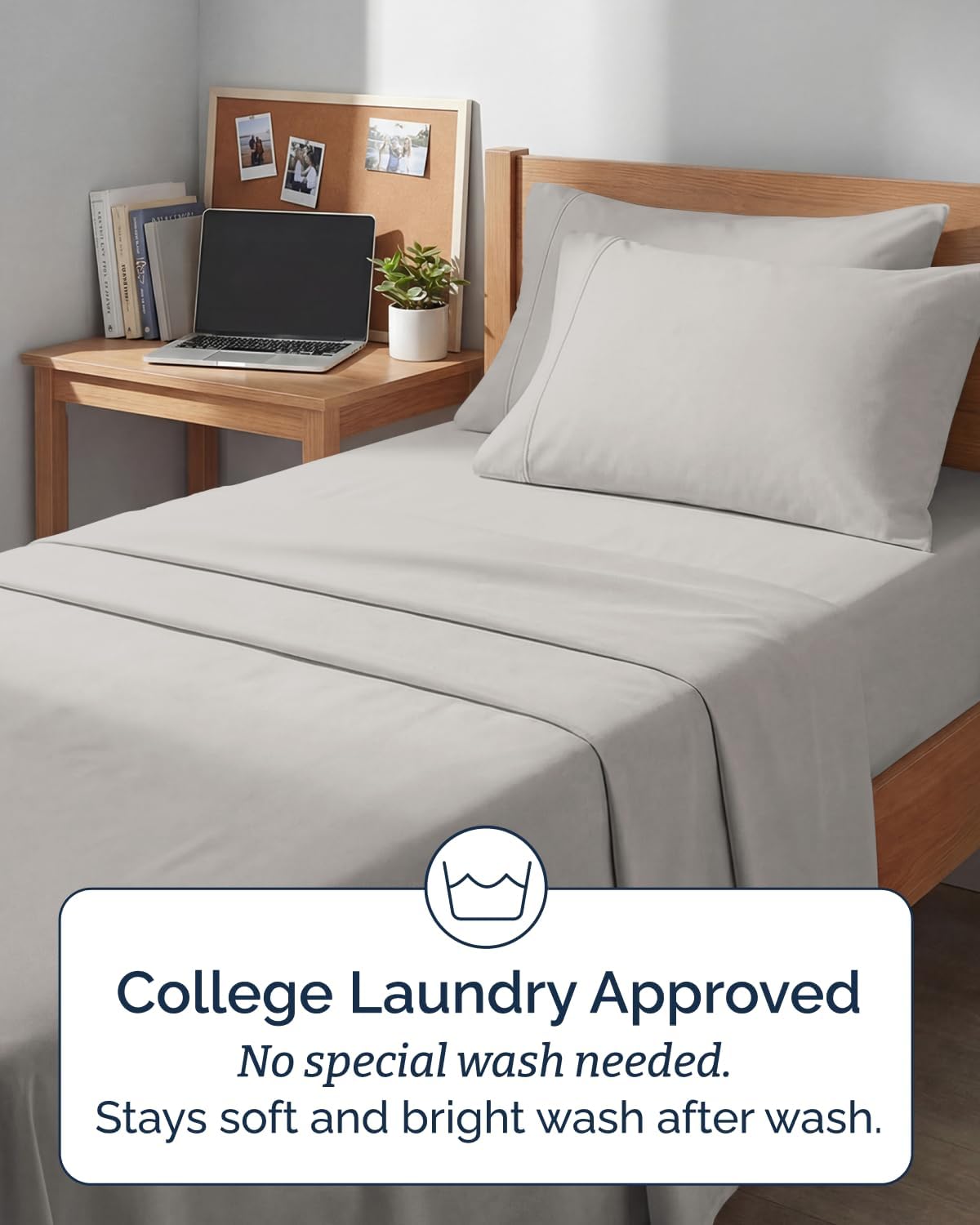 Skiennix Extra Deep Twin XL Sheet Set - 4-Piece Breathable Cooling Bedding - Soft, Wrinkle-Free French Grey