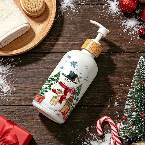 Hexagram Christmas Snowman Soap Dispenser - Holiday Bathroom & Kitchen Decor