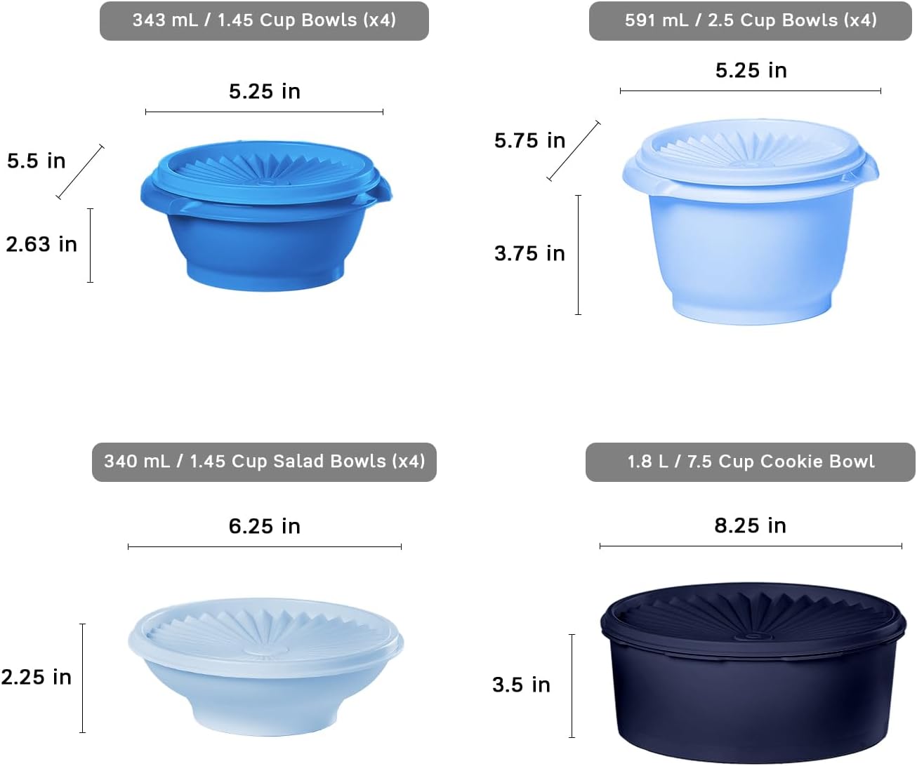Tupperware Heritage Collection - 36-Piece Vintage Blue Food Storage Container Set | Dishwasher Safe & BPA Free
