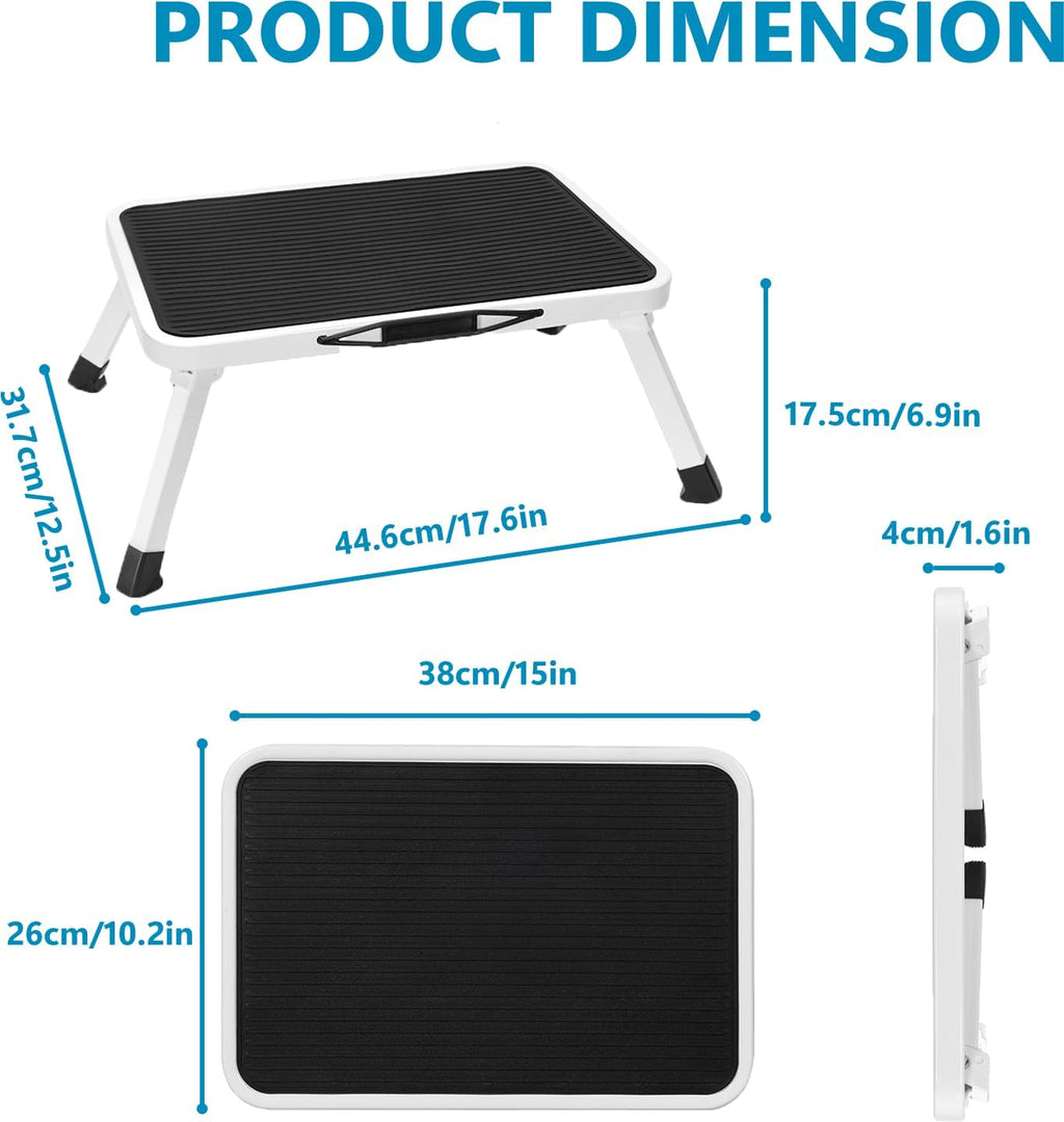 Simple Deluxe Foldable Step Stool - Heavy Duty Non-Slip Foot Stool for Home & Kitchen | 330 Lbs Capacity