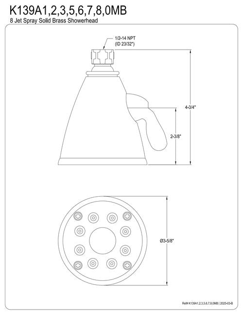 Kingston Brass K139A7 Victorian Shower Head, Brushed Brass 3.63 x 3.63 x 4.75
