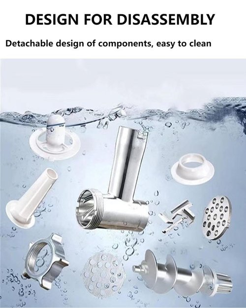Zuguachi Electric Meat Grinder, Multifunctional Household Food Processing Machine, Stainless Steel White