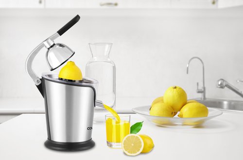 Courant Juicer Electric Citrus juicer Machine Compact Design Quality Juice Extractor Squeezer for Oranges, Lemons, Limes, Grapefruits + 2 cones Stainless Steel
