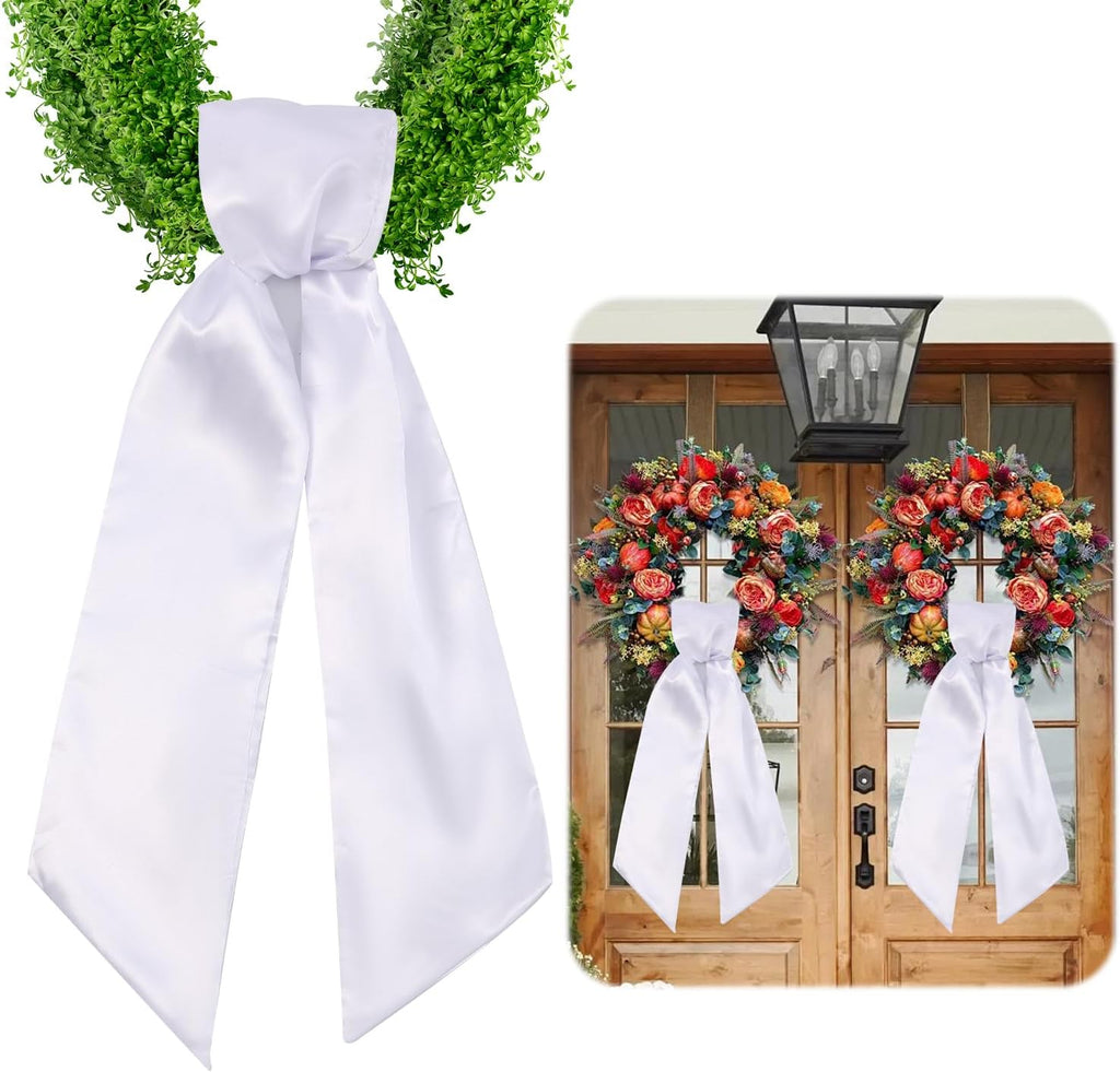 Skiennix Wreath Sash - Blank White Sash for Monogram Embroidery | 5" W x 54" L (2 Pack)