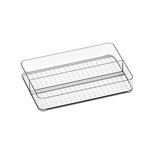 madesmart Vanity Storage Tray, Attached Clear Lid for Visibility, for Make-Up Cologne Lotions, Multi-use Organizer, Premium Storage for Bathroom, Clear