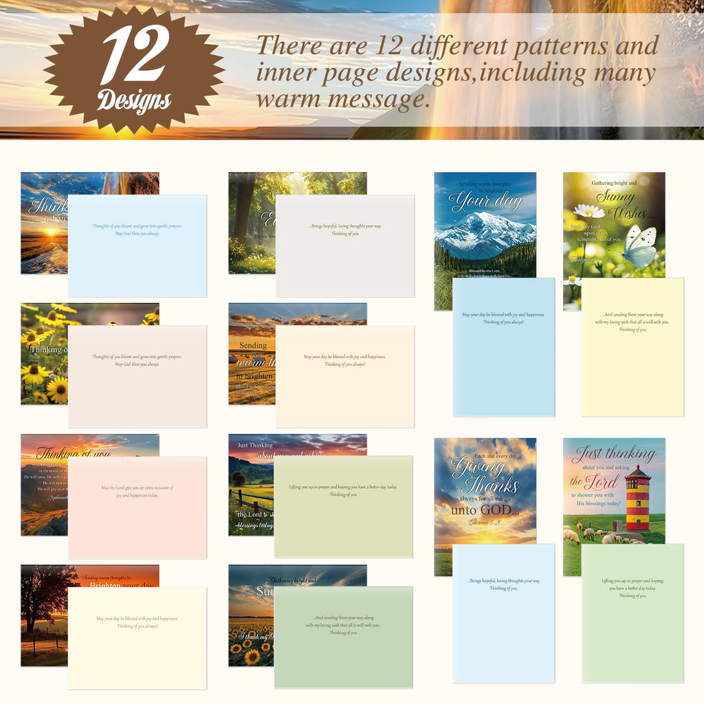 Motiskyy 24 Pack Religious Thinking of You Cards Bulk with Envelopes Jesus Christian Greeting Thinking of You Cards with Scripture Encouragement 4.5 x 6.2 Inch (Classic Style)