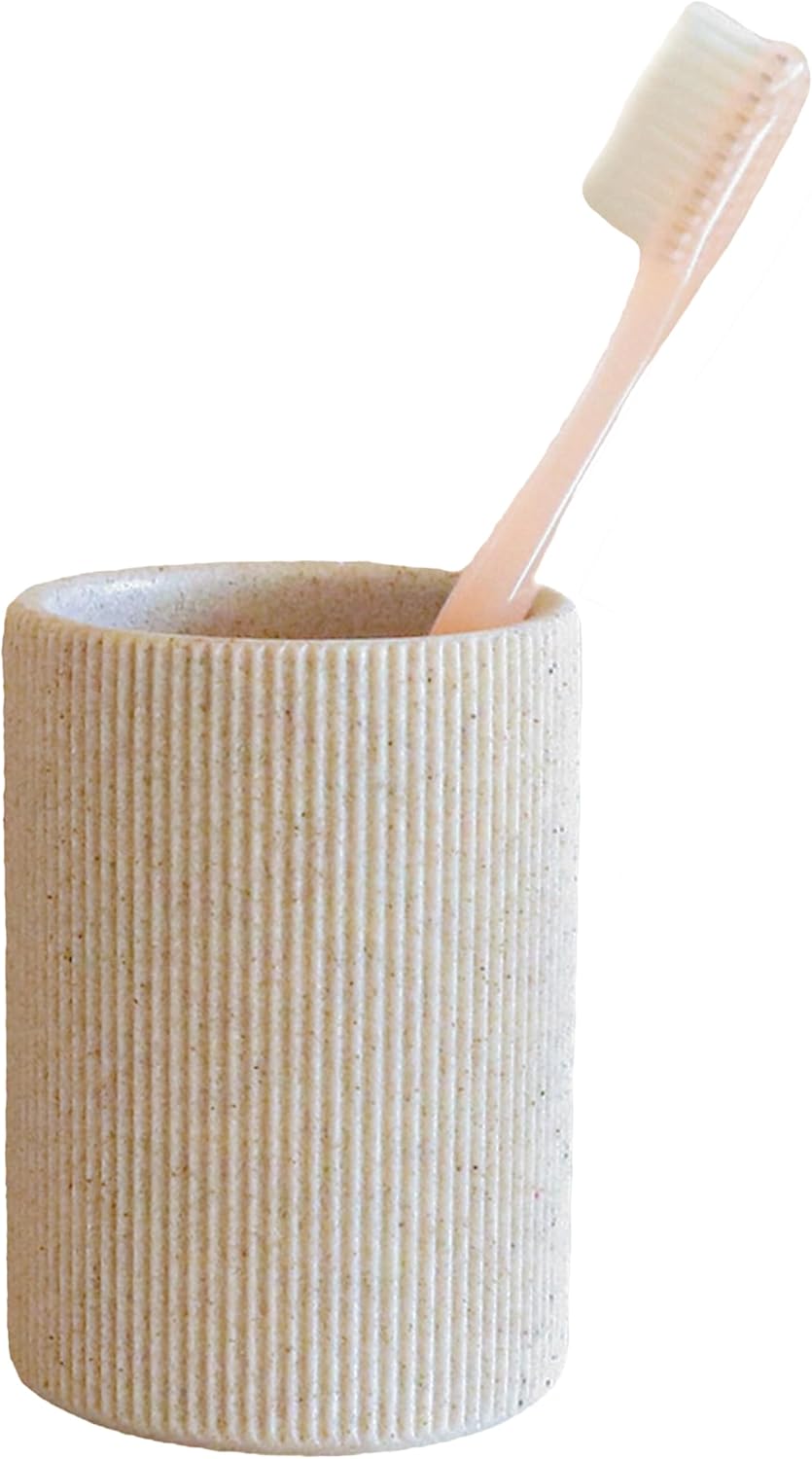Skiennix Toothbrush Holder - Modern Sand Beige Bathroom Organizer | Rust-Proof Unbreakable Resin
