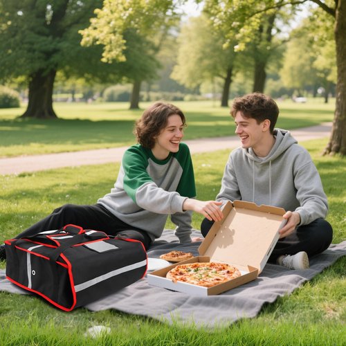 Acshio Insulated Pizza Delivery Bag, 20''L x 20''W x 8''H Professional Thermal Pizza Warmer Bags, Large Heavy Duty Pizza Carrier, Hot Cold Food Delivery Bag for Delivery Bike, Camping