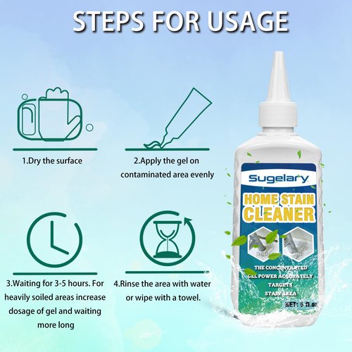 Sugelary Mold Stain Cleaner, 10 Fl oz All-Purpose Gel for Front Loader Seal, Household Cleaner Gel for Bathroom Grout, Sink, Shower, Caulk, Washing Machine Cleaning Solution