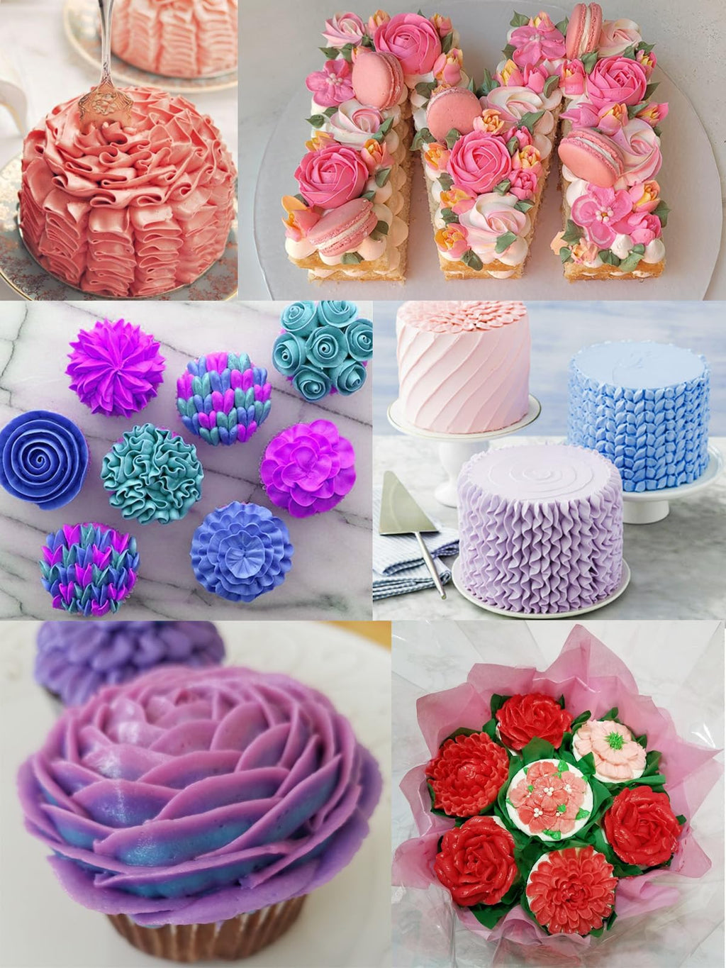Petal Piping Tips Set with Coupler,101s,101,102,103,104 Rose Icing Flower Tip for Small Roses,Petals,Ruffles,Bows,Pansies& Standard Coupler for Switching