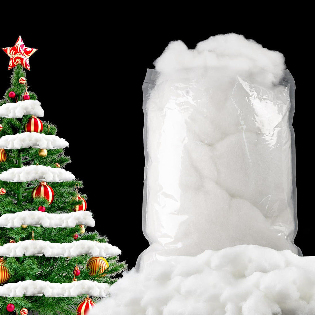 YUNAI Artificial Snow Decorations - Fluffy Cotton Stuffing for Crafts | 500g/17.64oz for Winter Decor