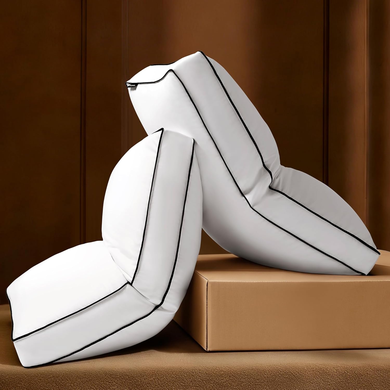 Regine Switzerland Goose Feather Down Pillows - Plush Queen Size Set of 2 for Ultimate Comfort | 20x30 in.