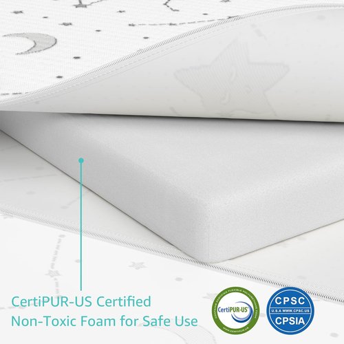 YENING Organic Cotton Pack and Play Mattress Pad Breathable 38x26 Waterproof Baby Mattress for Pack N Play Matress Topper Waterproof