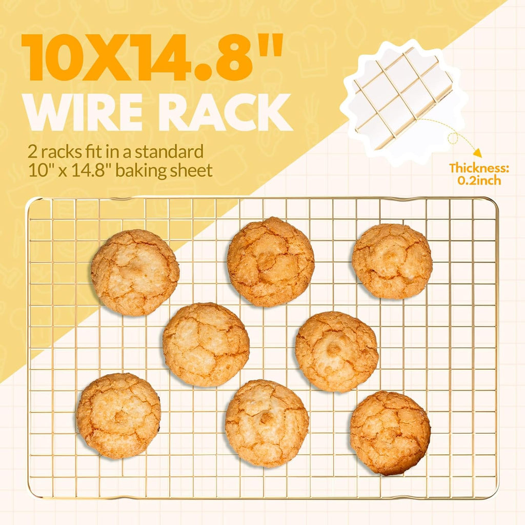 Skiennix Stainless Steel Cooling Racks - 2 PCS Baking & Cooking Set, 14.8x10 Inches, Oven Safe