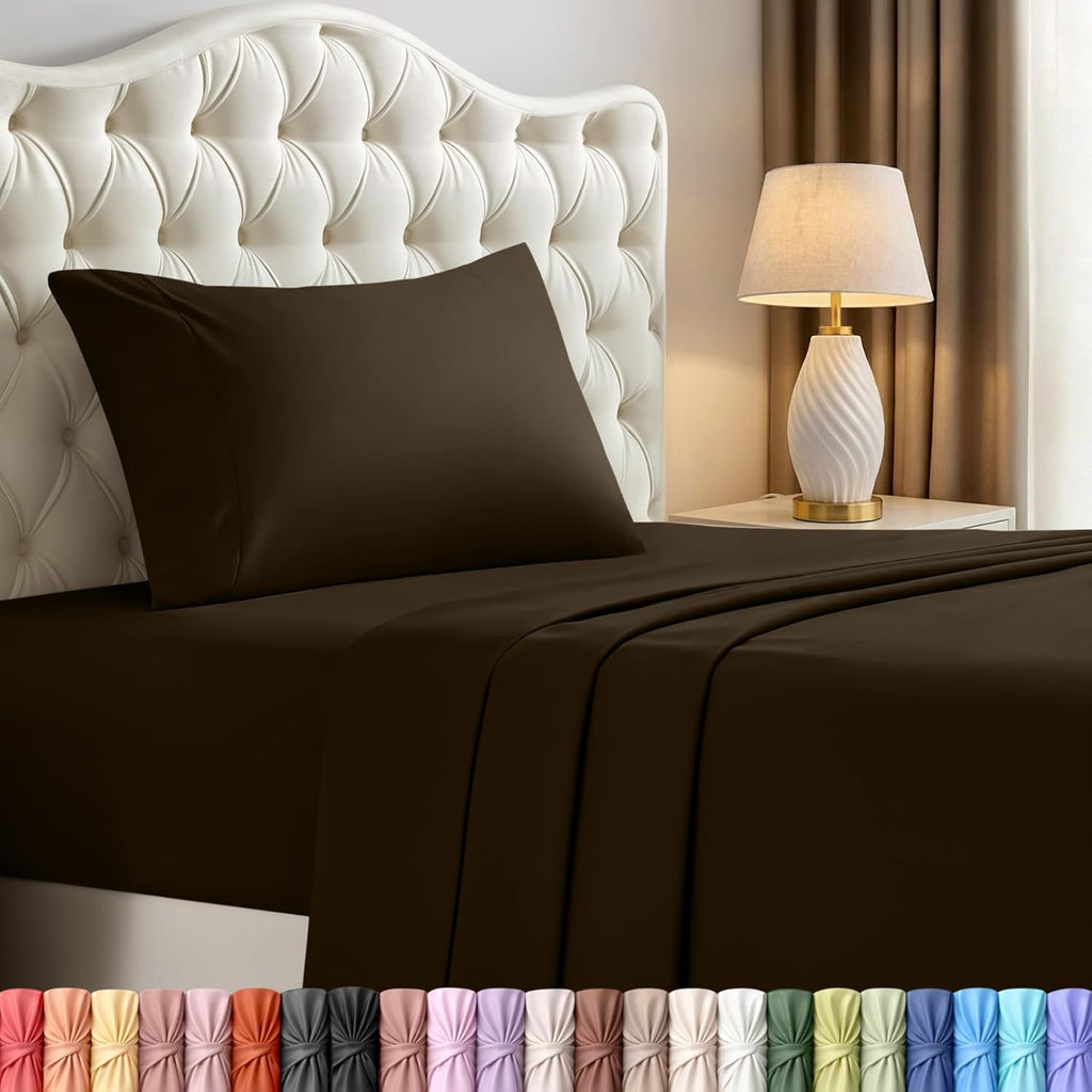 Utopia Bedding Twin Sheet Set - Soft & Breathable Microfiber, 3-Piece Bed Sheets in Brown