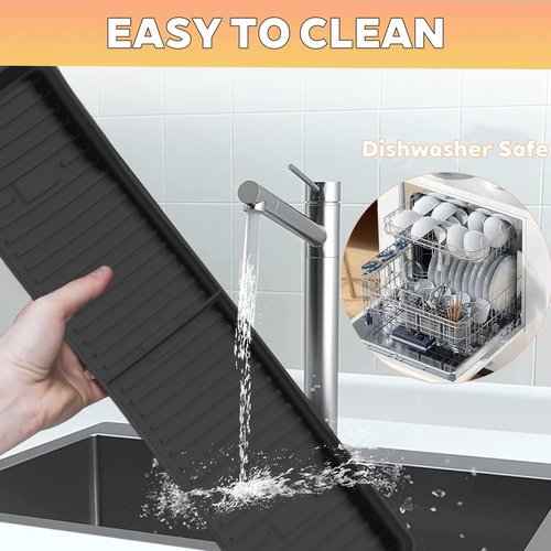 BoBoWalk 30 Inch Magnetic Silicone Stove Top Shelf, Heat Resistant Spice Rack for Kitchen, Space Saving Organizer with 6 Sticky Pads, Fits Back of Stove（Black 30''x3.8''）