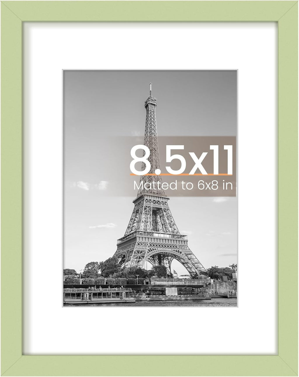 Upsimples 8.5x11 Picture Frame - Versatile Display for 6x8 Photos with Mat or 8.5x11 Without - Green, 1 Pack