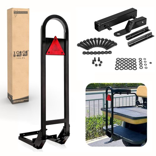 10L0L Universal Safety Golf Cart Rear Grab Bar and Trailer Hook with Receiver Fit for The Back Seat of Club Car EZGO and Other