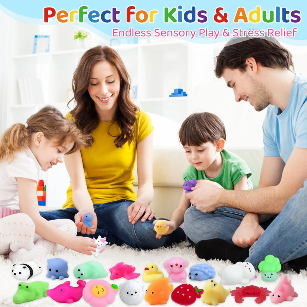 Skiennix 40 Pack Mochi Squishies | Mini Kawaii Animal Toys for Kids - Perfect Party Favors & Easter Egg Fillers