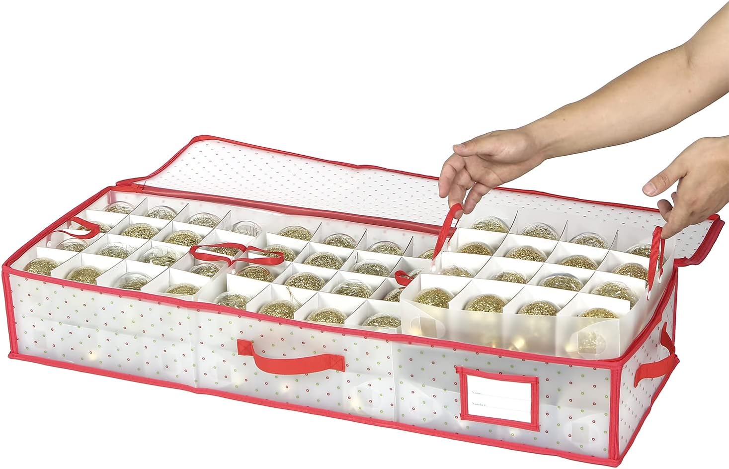 Sattiyrch Christmas Ornament Storage Box - Durable Dust-Proof Organizer with Customizable Dividers | Holds 96 Ornaments