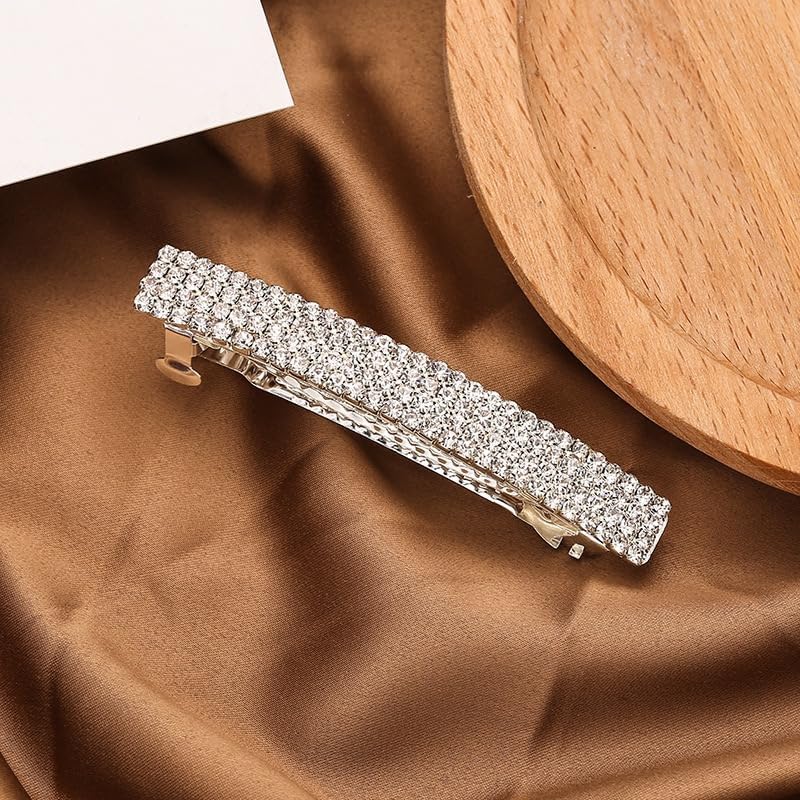 ZLmoue Silver Rhinestone Crystal Hair Clips 2-Piece Set