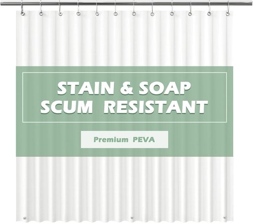 EHZNZIE Heavy Duty Shower Curtain Liner - Waterproof PEVA with 3 Weighted Magnets | 72x72 Inches