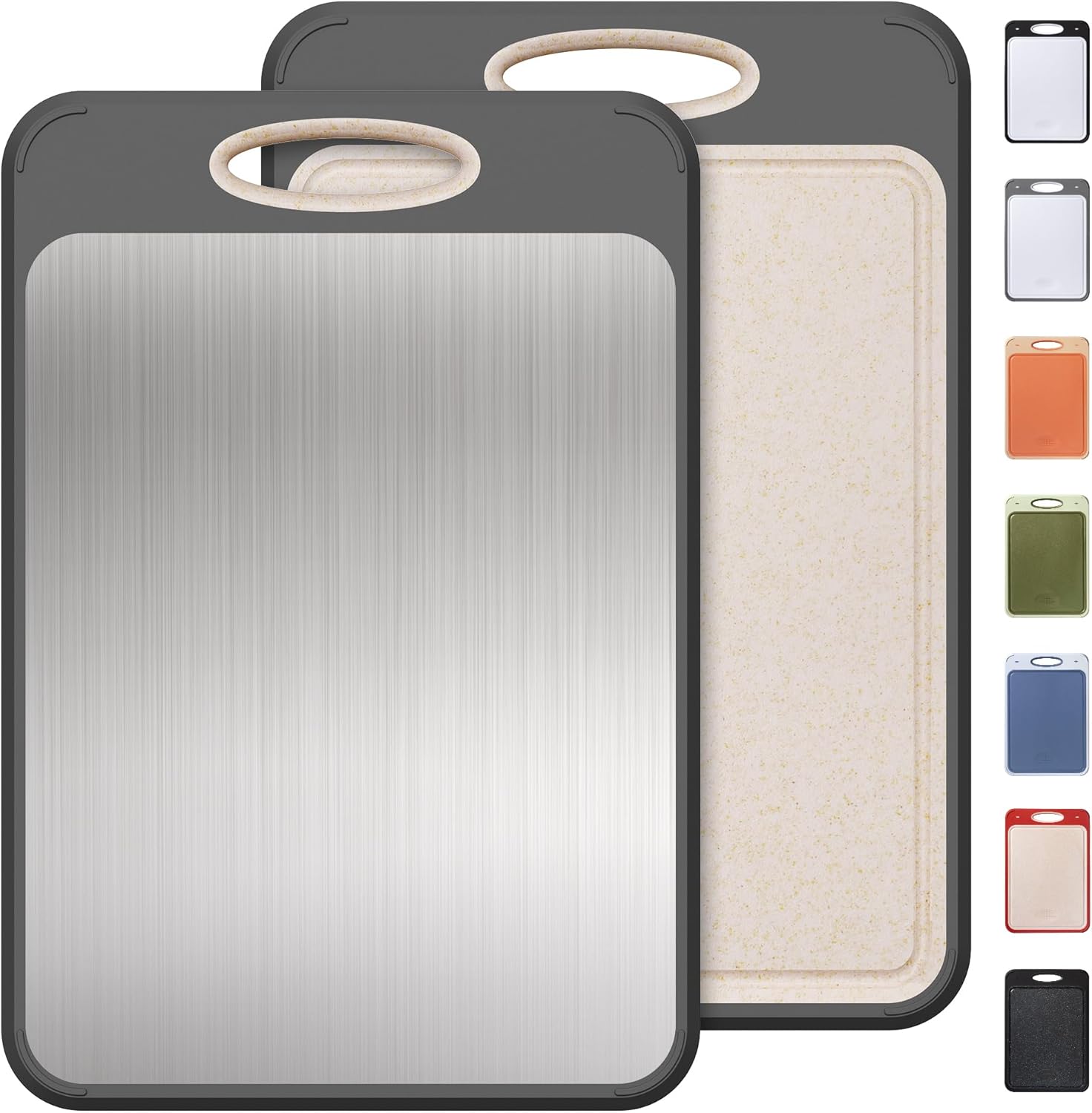 Stainless Steel Cutting Board - Non-Toxic Double-Sided Kitchen Chopping Board for Meat & Vegetables | Large Size 16”L x 11”W
