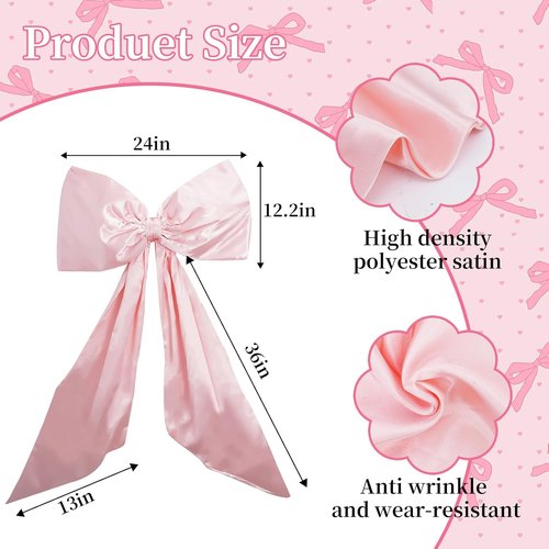 Coquette Giant Pink Bow Wall Decor - 24x48 Inch Ribbon Garland for Christmas, Birthdays & Weddings