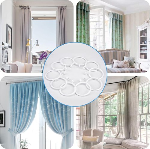 44 Pack Metal Curtain Rings by [Brand Name] - Eyelet Drapery Rings for Pinch Pleat Curtains | 1.5 Inch ID, Fits Up to 1.2 Inch Rod (White)