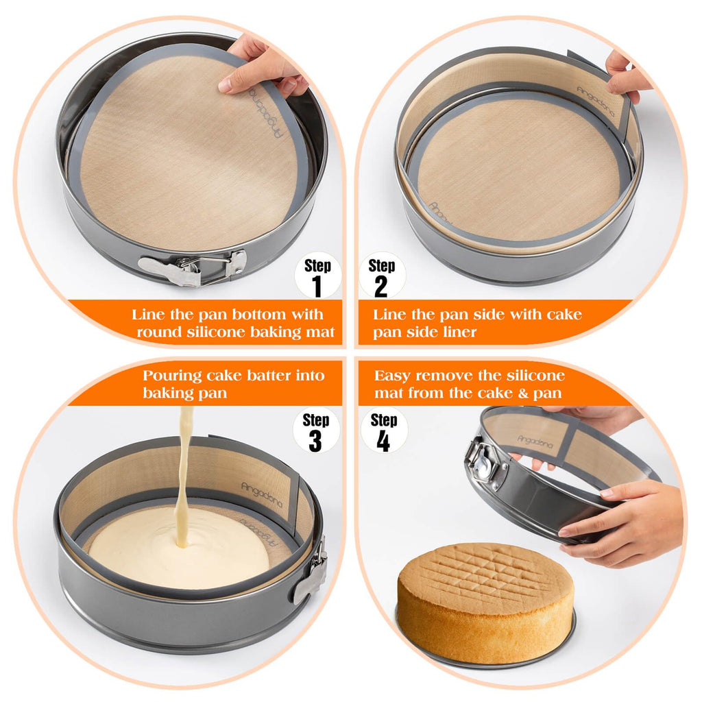 Silicone Baking Mat for Springform Pan 9 inch, Prevent cake from Sticking to Bottom and Side,Easy Clean & Non Sick Silicone Baking mat for Cheesecake Pan