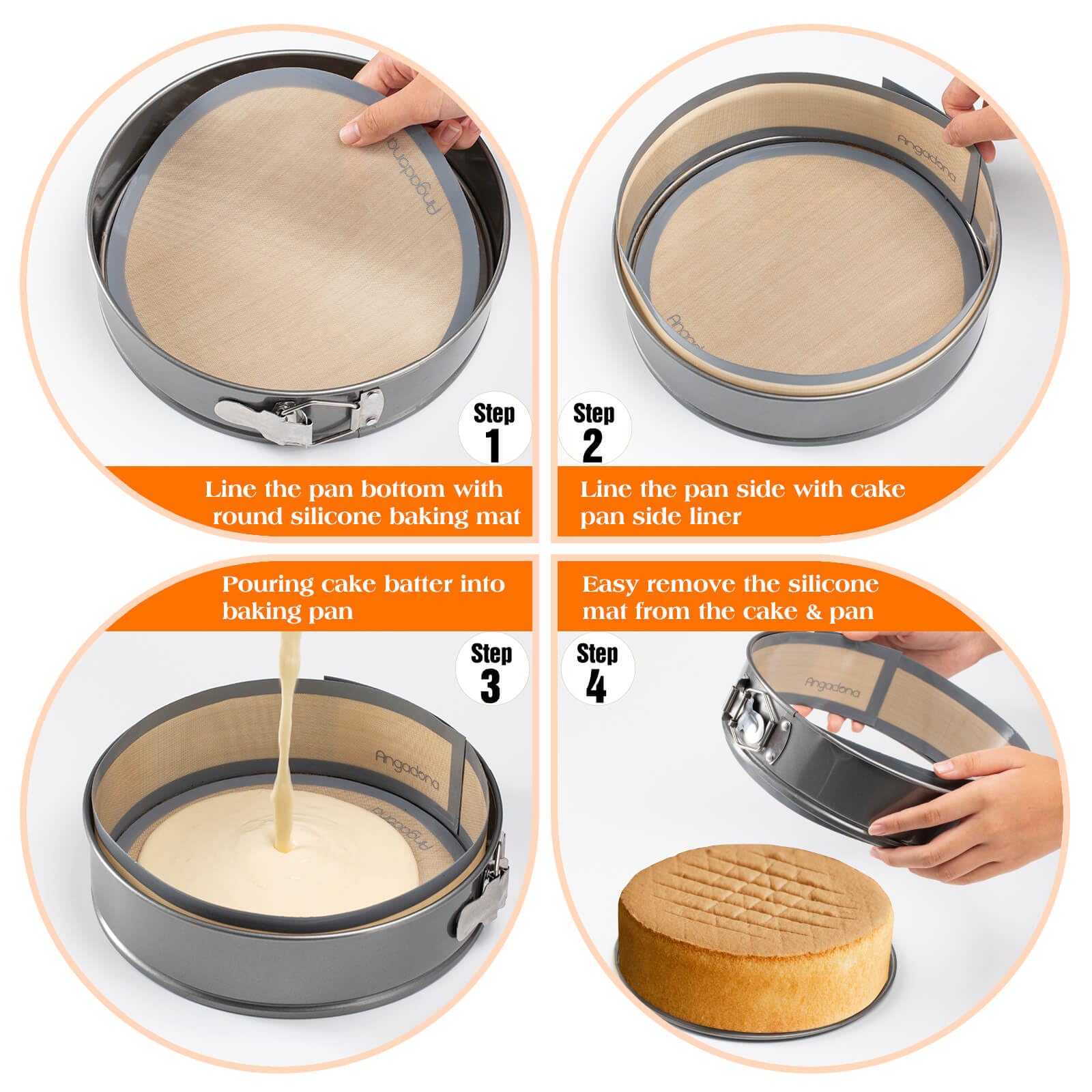 Silicone Baking Mat for Springform Pan 9 inch, Prevent cake from Sticking to Bottom and Side,Easy Clean & Non Sick Silicone Baking mat for Cheesecake Pan