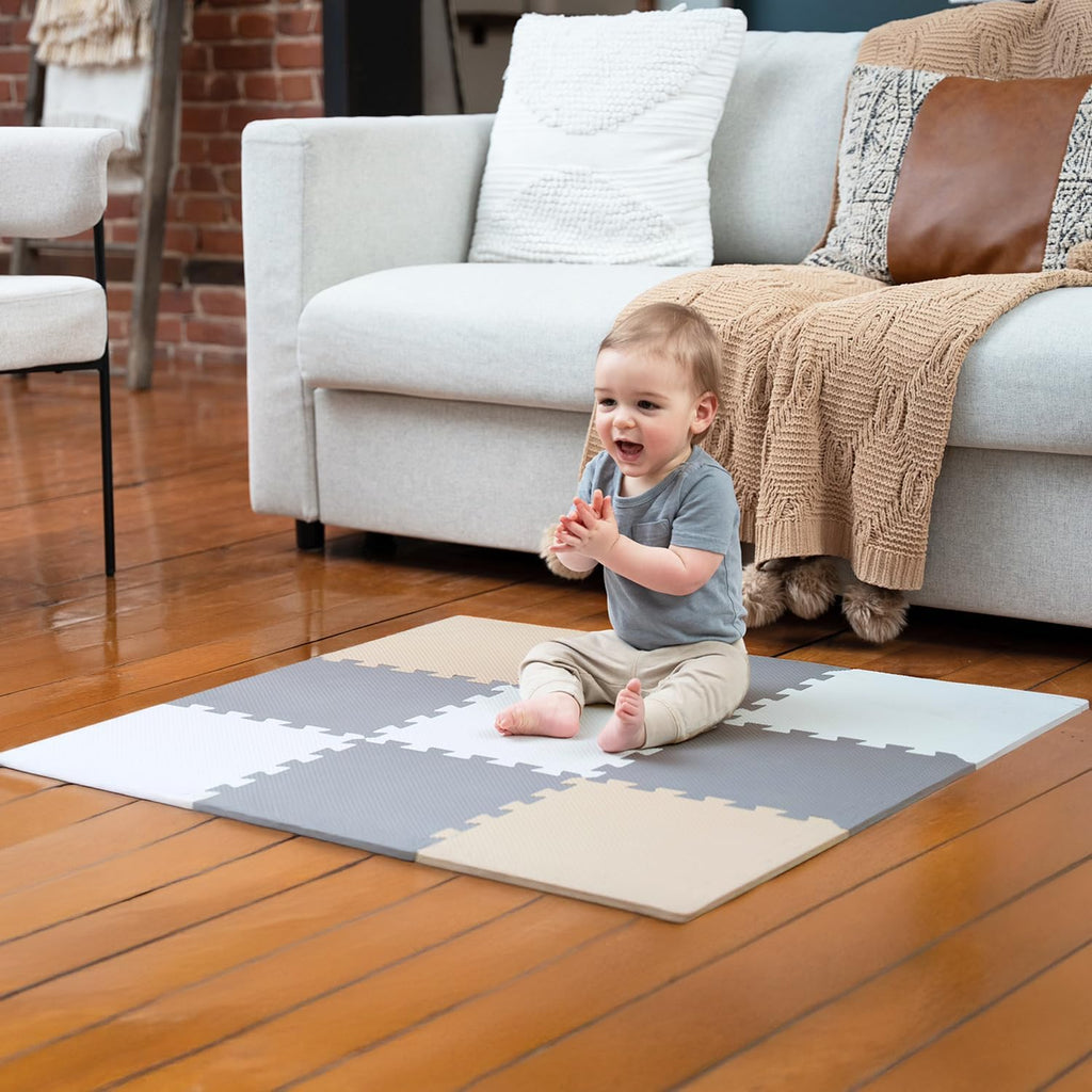 MioTetto Baby Play Mat - Portable Foam Floor Tiles for Safe Crawling & Development | Soft, Stylish Design