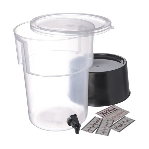 Carlisle FoodService Products Round Beverage Dispenser, Durable Drink Dispenser with Spigot and Sturdy Base for Catering, Events, and Parties, Plastic, 5 Gallons, Black