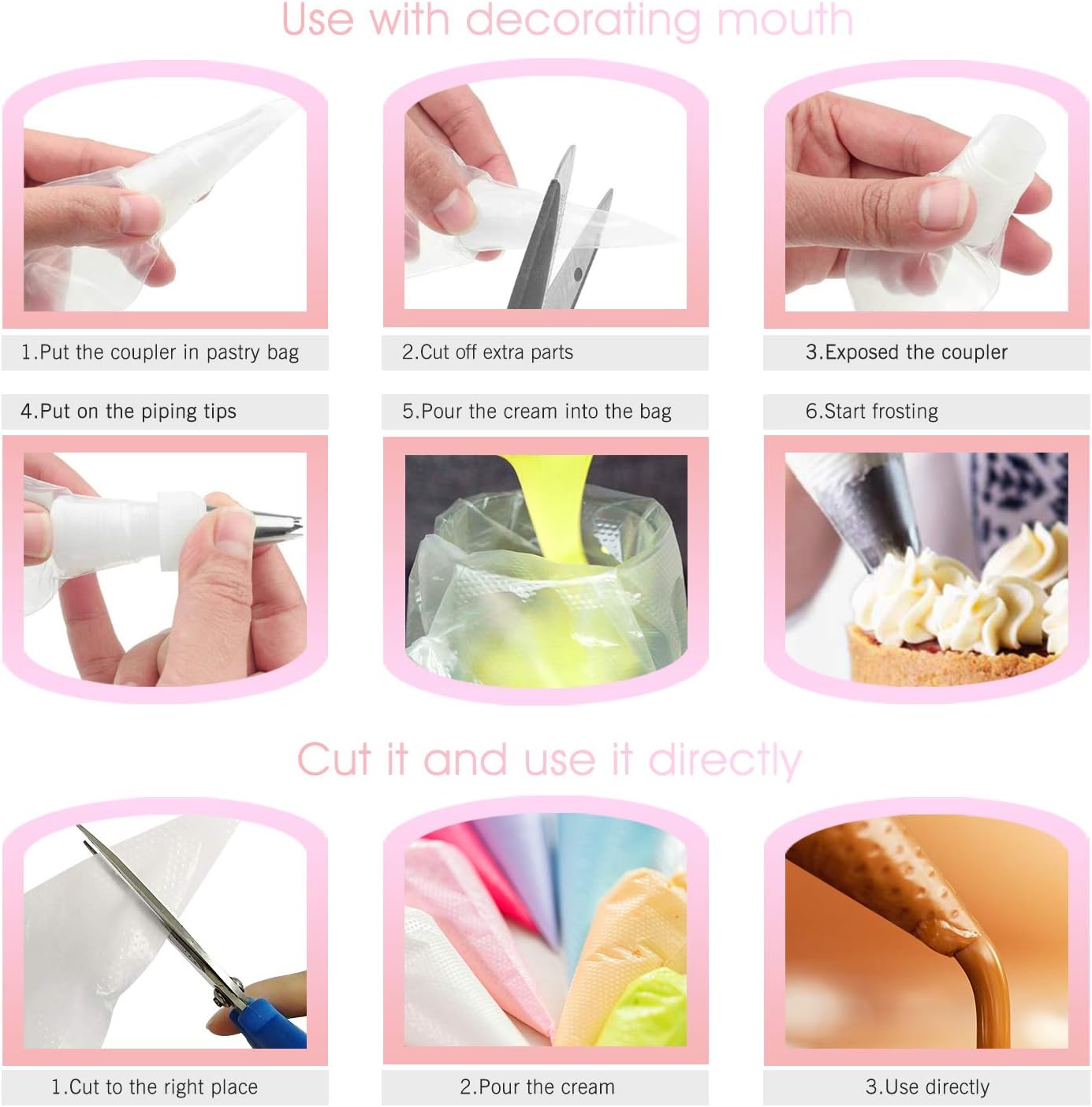 VolksRose 18-Inch Disposable Piping Bags - 100 Pcs Anti-Burst, Non-Slip Design for Cake Decorating & Icing
