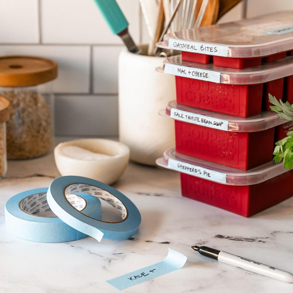 Souper Cubes Kitchen Labeling Tape - 2 Rolls of Freezer Tape (0.47" x 50 yd & 0.95" x 50 yd)