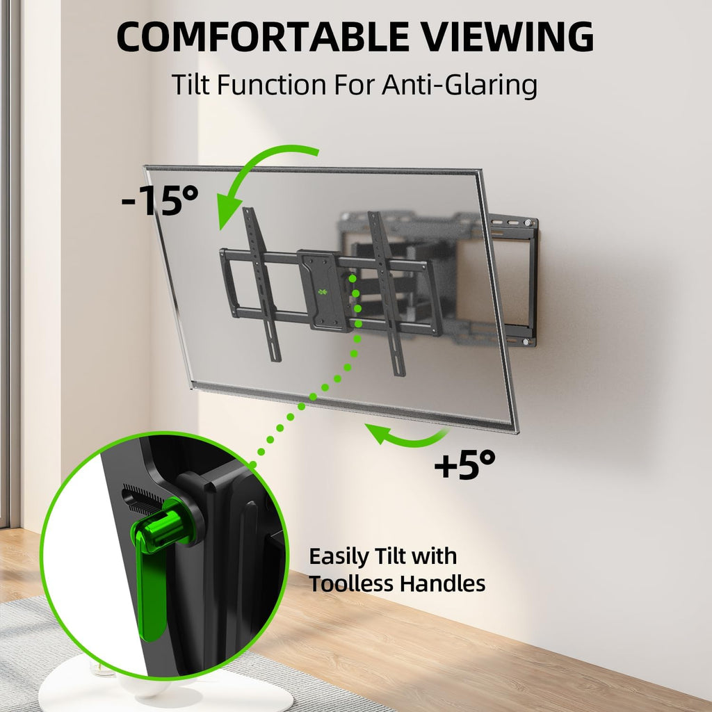 USX MOUNT Heavy Duty Full Motion TV Wall Mount - Fits 42-97 Inch TVs Up to 150 lbs | Tool-Free Tilt & Swivel