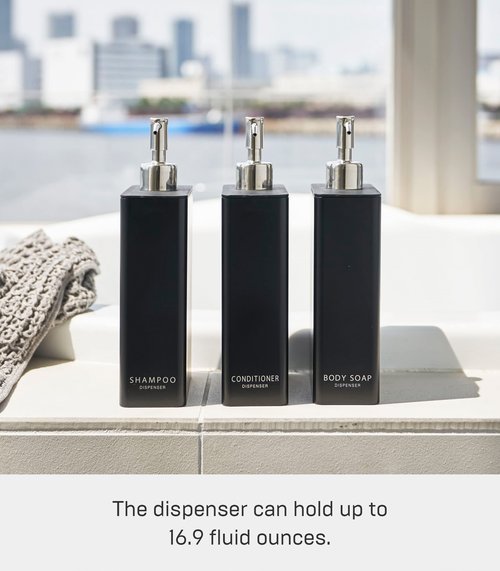YAMAZAKI Home Tower Shower Dispenser - Contemporary Bottle Pump - Shampoo - Abs Plastic - 24 Fluid Oz., 700 Ml