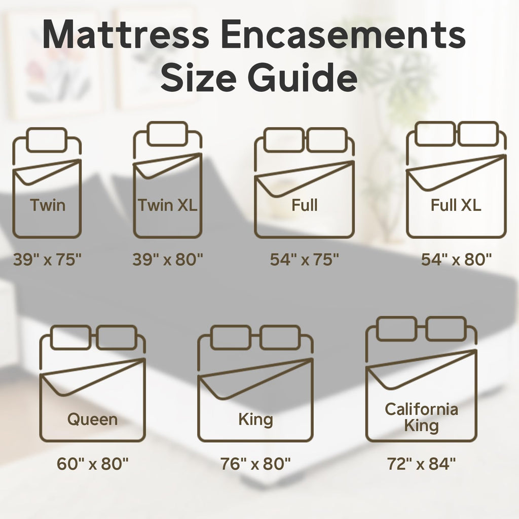 QUWOU Twin XL Mattress Protector Waterproof (8”-10”Depth) – Premium Zippered Mattress Encasement Bed Cover, Noiseless Breathable Machine Washable Six-Sided Mattress Cover for Bed, Black
