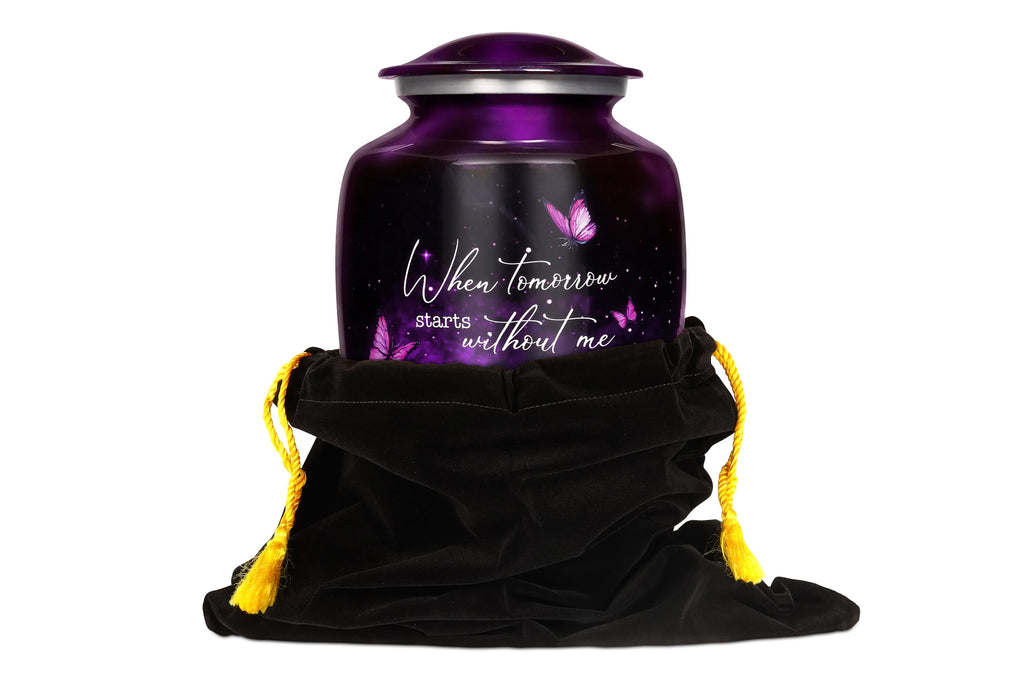 Purple Butterfly Urn for Human Ashes Adult – Large Purple Butterfly Urn for Women & Men with Secure Lid, Handcrafted Metal Urns for Ashes, Keepsake with Upto 200lbs