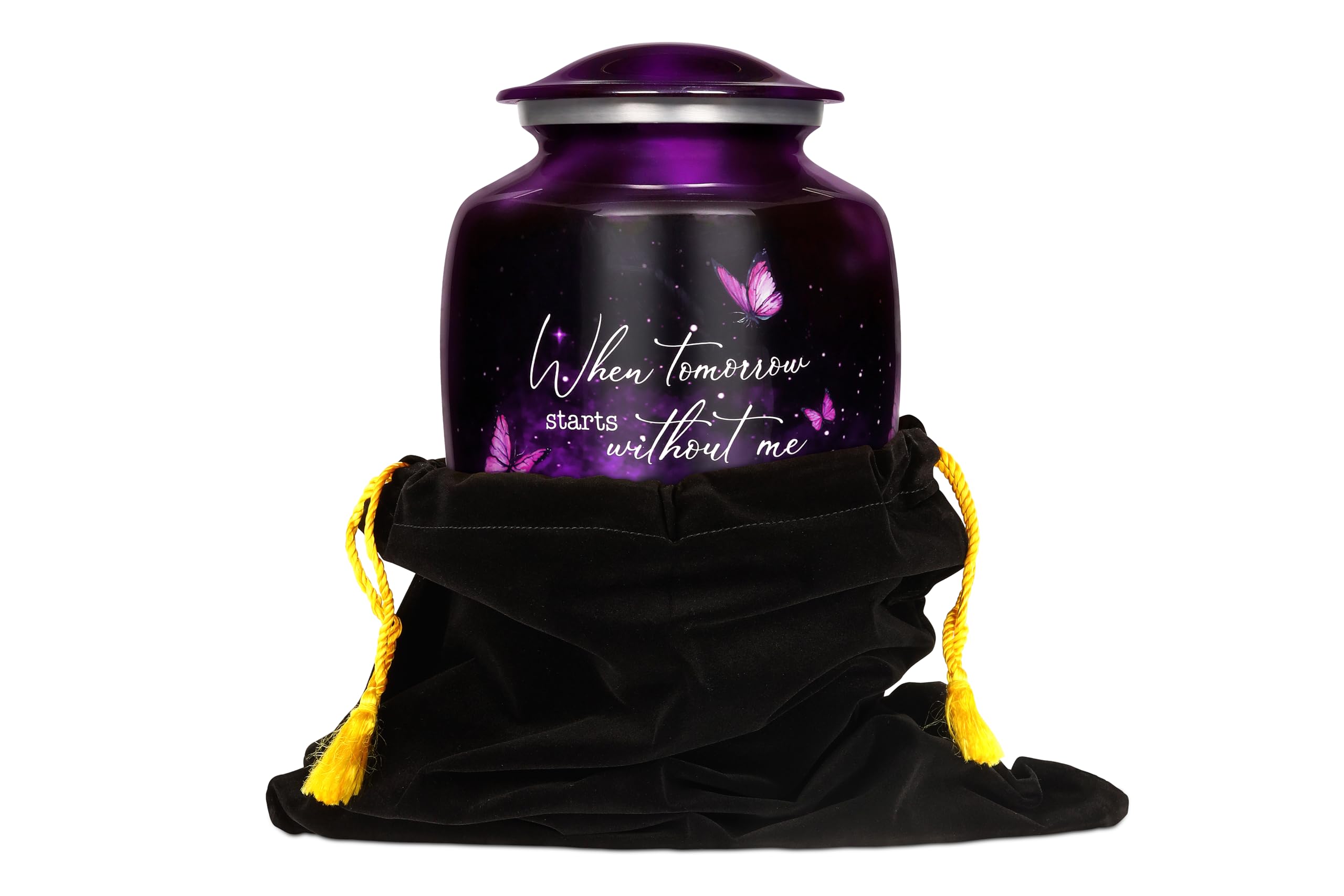 Purple Butterfly Urn for Human Ashes Adult – Large Purple Butterfly Urn for Women & Men with Secure Lid, Handcrafted Metal Urns for Ashes, Keepsake with Upto 200lbs
