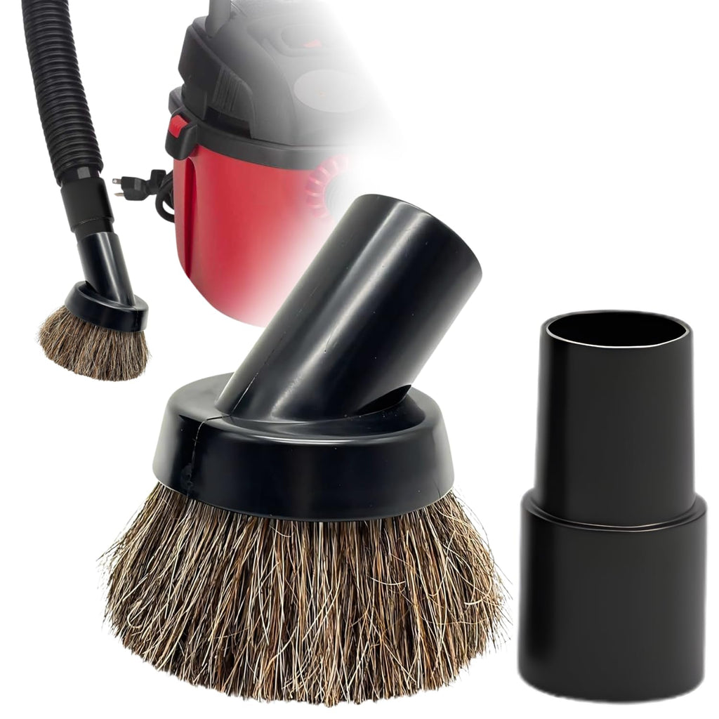 for Shop Vacs Replacement Vacuum Brush Attachment 1.25 Inch (32mm) with Soft Horsehair Bristles - 1-1/4'' Vacuum Accessories Compatible with Milwaukee M18, Eureka Mighty Mite 3670M & More