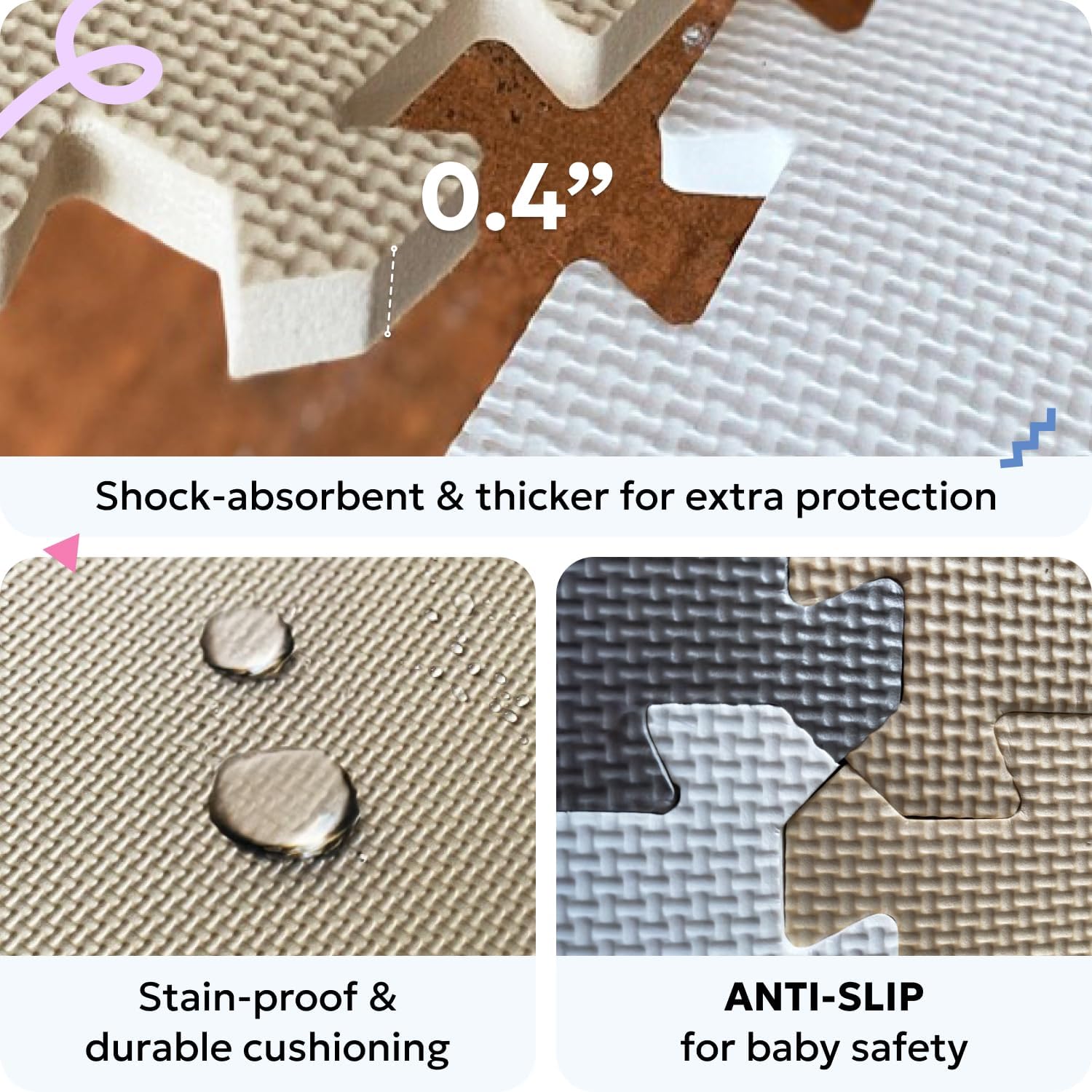 MioTetto Baby Play Mat - Portable Foam Floor Tiles for Safe Crawling & Development | Soft, Stylish Design