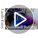 Basketball Duvet Cover Set Twin Size, Neon Blue & Purple Kids Bedding