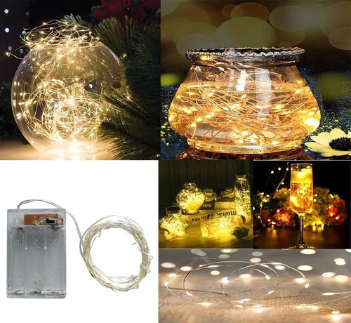 BXROIU Fairy Lights - 2 x 20 LED Battery Operated Silver Wire String Lights | Warm White for Bedroom & Party Decor (6.6 ft)