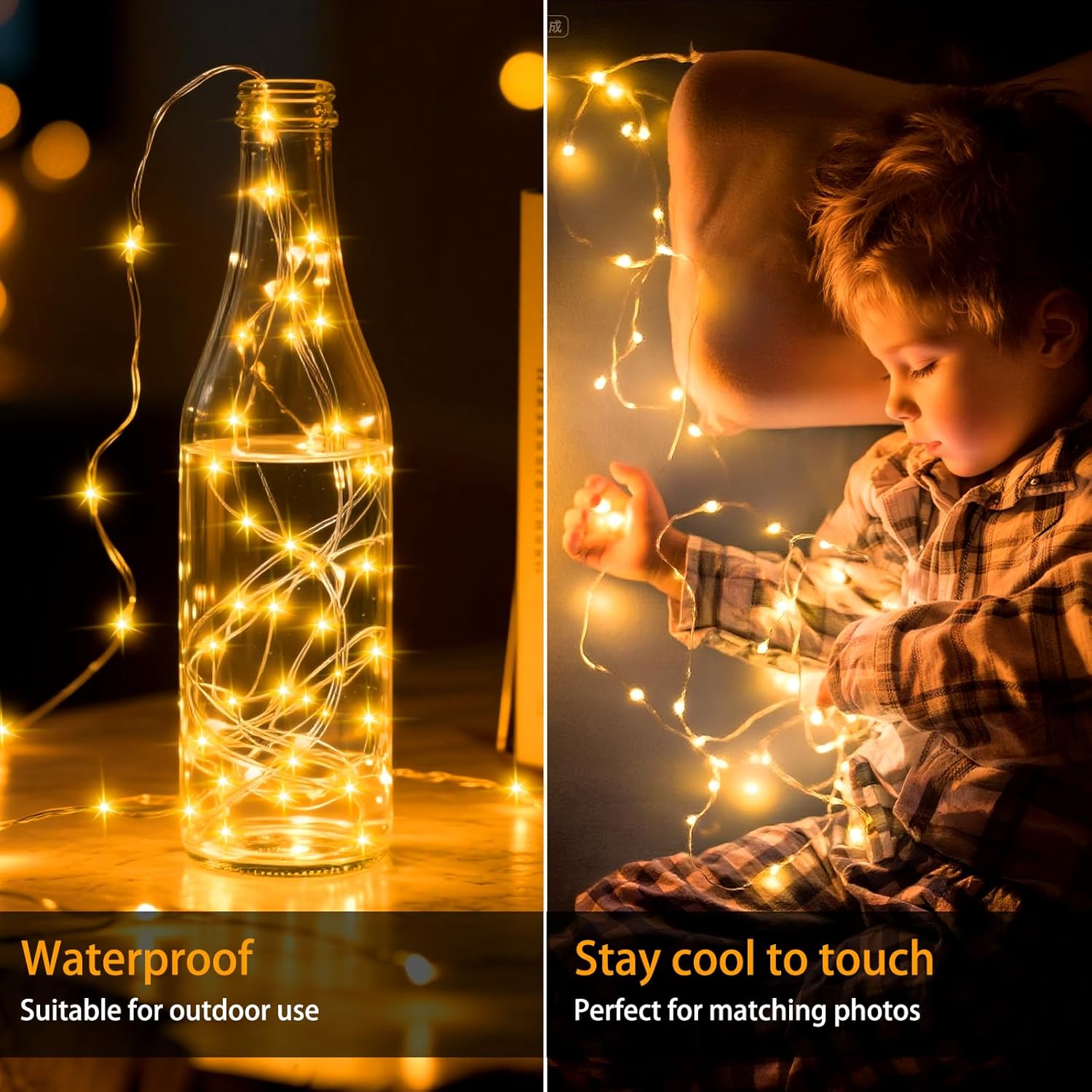 VOOKRY 30 LED Fairy Lights - 10 ft Battery Operated Mini Silver Wire for DIY Crafts & Wedding Decor