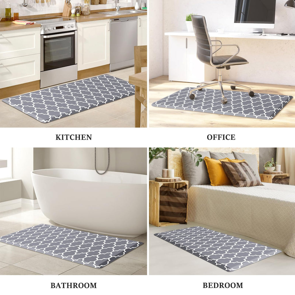 WISELIFE Anti Fatigue Floor Mat - 4/5 Inch Thick Kitchen Mat Non Slip Waterproof Heavy Duty Ergonomic Comfort Mat Durable for Home, Office, Sink, Laundry,(22" x 54", Grey)