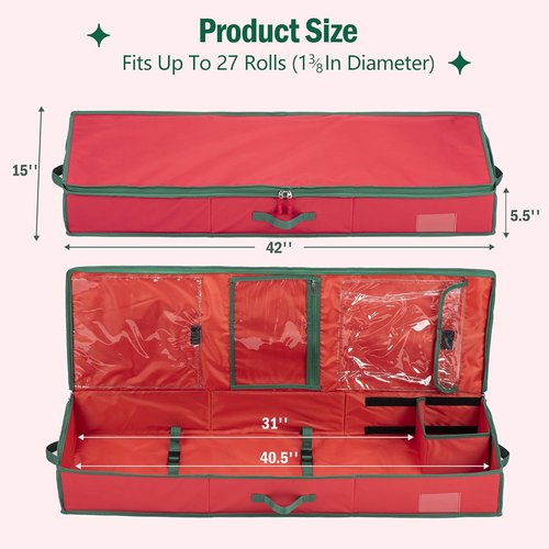 EXLIFBAG Wrapping Paper Organizer - Store Christmas Gifts, Ribbons & Ornaments | 40" Size